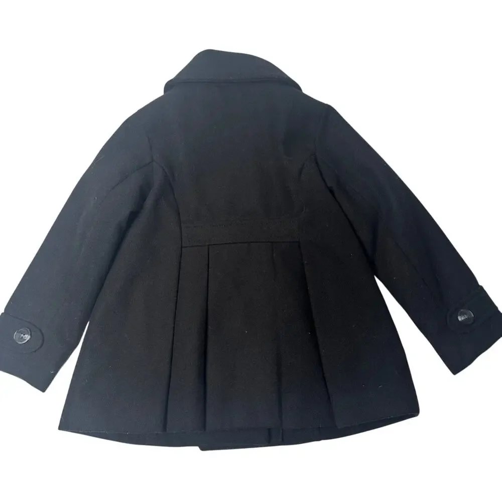 Old Navy Girls Black Peacoat Coat Size 5T Double Breasted Winter